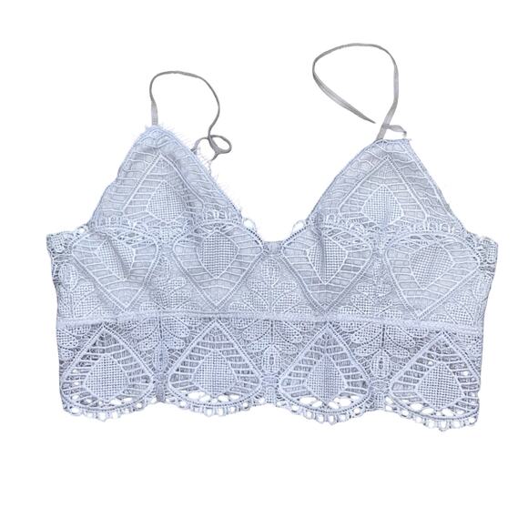 Anemone Tops - Anemone Light Blue Maya Crochet Lace Bralette Size Small